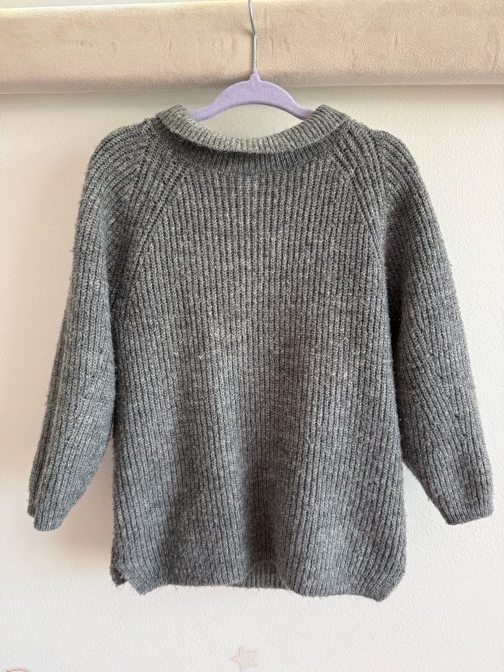 GAP Heather Gray Ribbed Crewneck Sweater